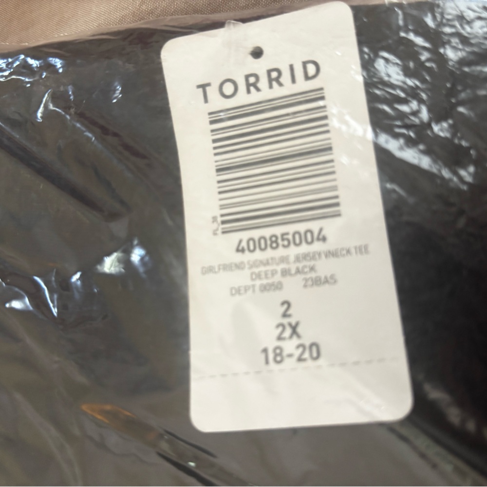 NWT Torrid size 2 black Vneck T shirt and still in original bag.
